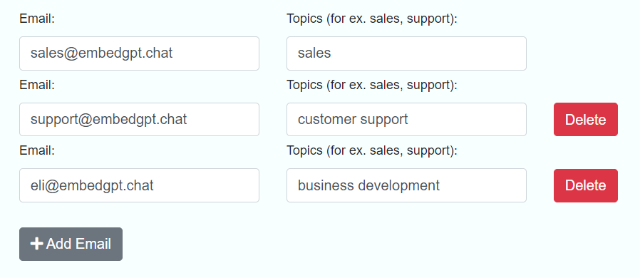 Contact form screenshot